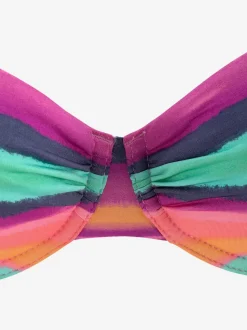 Haut de maillot de bain à armatures avec bretelles réglables et rayures classiques