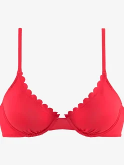 Haut de maillot de bain à armatures avec bords ondulés et bretelles réglables