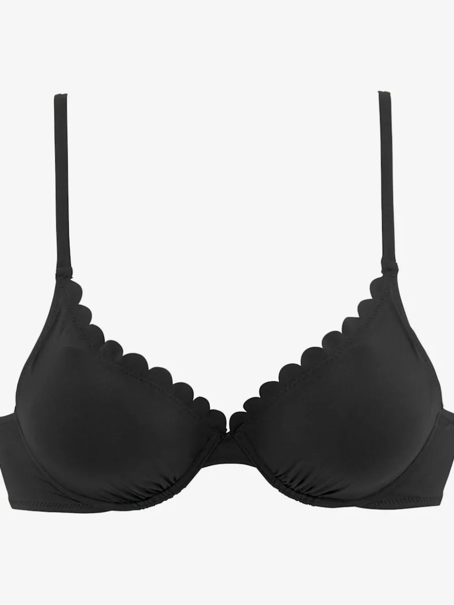 Haut de maillot de bain à armatures avec bords ondulés et bretelles réglables