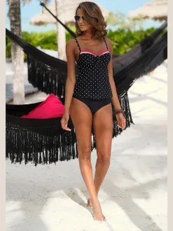 Haut de maillot de bain à armatures avec pois et bretelles réglables