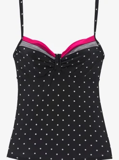 Haut de maillot de bain à armatures avec pois et bretelles réglables