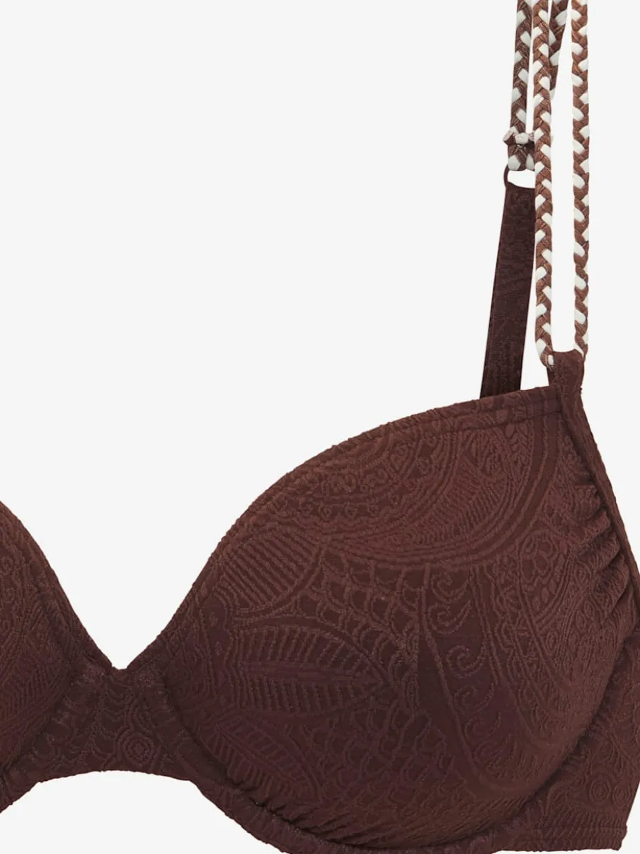Haut de maillot de bain à armatures avec motif structuré et détails tressés