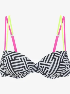 Haut de maillot de bain à armatures en motif graphique avec bretelles réglables