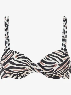 Haut de maillot de bain à armatures à motif animal abstrait avec doubles bretelles réglables
