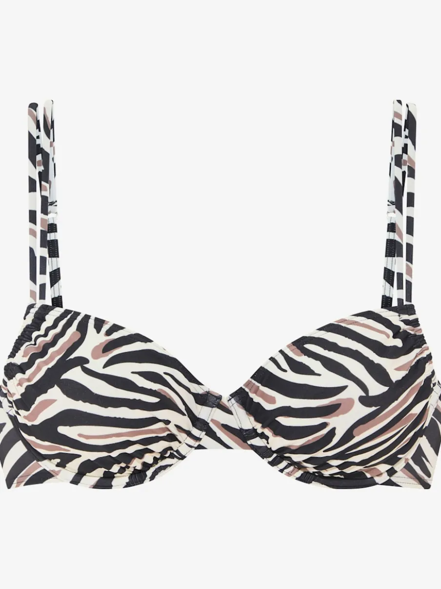 Haut de maillot de bain à armatures à motif animal abstrait avec doubles bretelles réglables