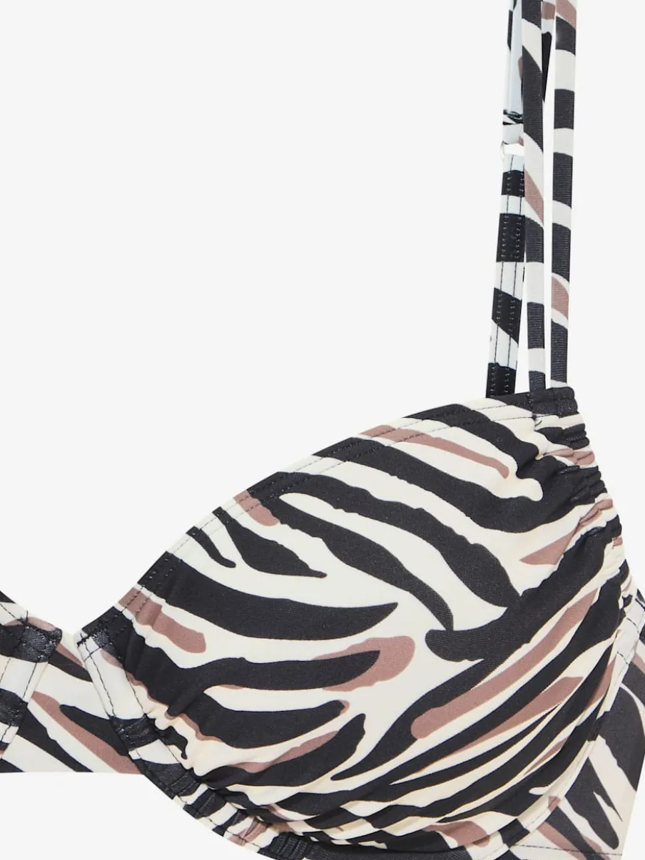 Haut de maillot de bain à armatures à motif animal abstrait avec doubles bretelles réglables