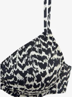 Haut de maillot de bain à armatures avec motif animalier et doubles bretelles réglables