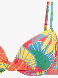 Haut de maillot de bain avec bonnets rembourrés et bretelles réglables à motifs feuilles