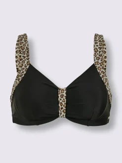 Haut de maillot de bain avec imprimé animal et bretelles réglables