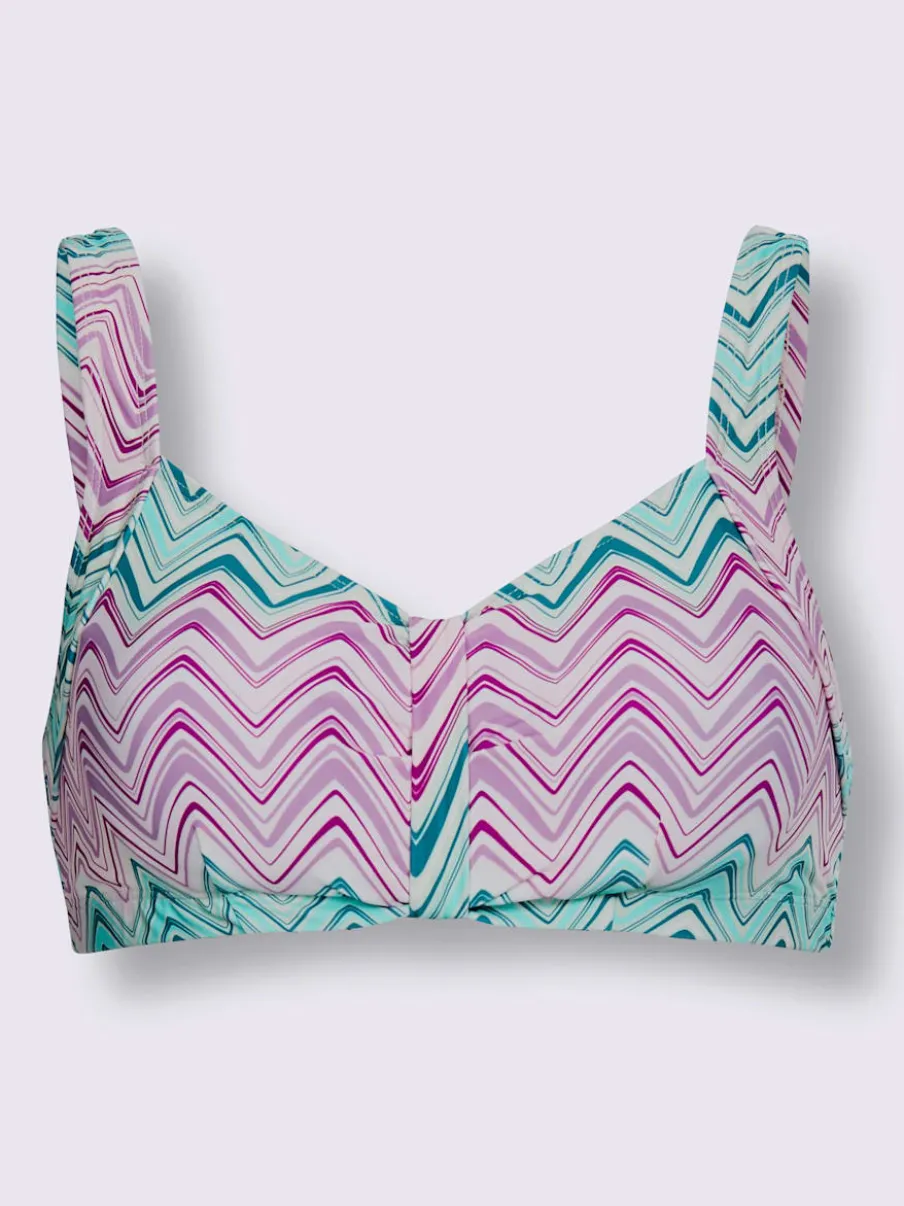 Haut de maillot de bain avec motif zigzag et bretelles réglables
