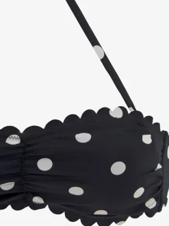 Haut de maillot de bain bandeau à pois avec bordure cocotte