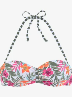 Haut de maillot de bain bandeau à motifs estivaux fleuris