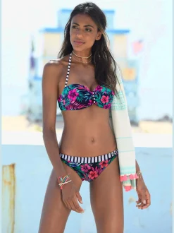 Haut de maillot de bain bandeau à motifs estivaux fleuris