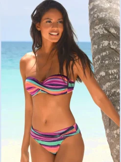 Haut de maillot de bain bandeau à rayures avec bonnets rembourrés