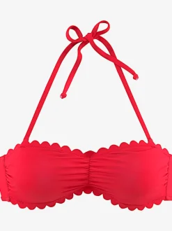 Haut de maillot de bain bandeau avec bordures ondulées et bonnets rembourrés