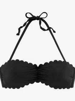 Haut de maillot de bain bandeau avec bordures ondulées et bonnets rembourrés