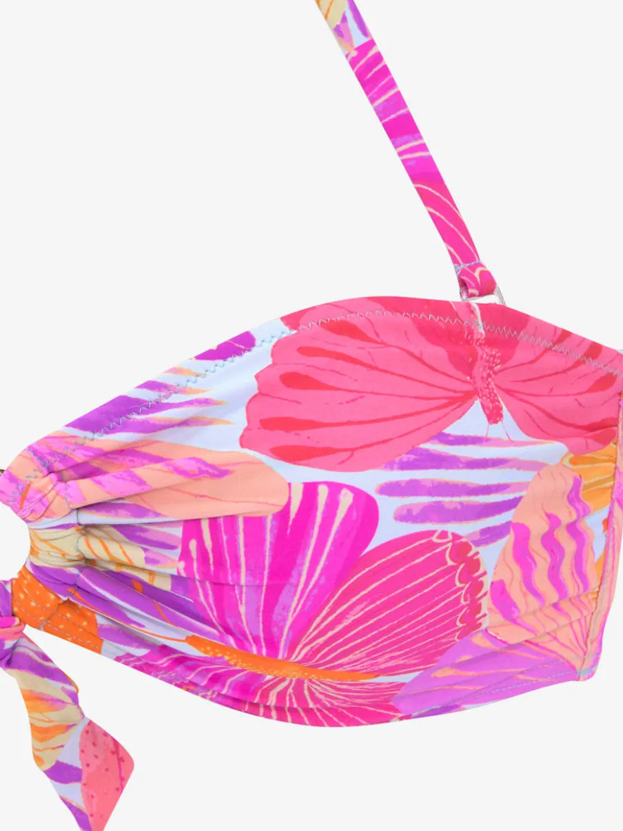 Haut de maillot de bain bandeau à motifs floraux vivants