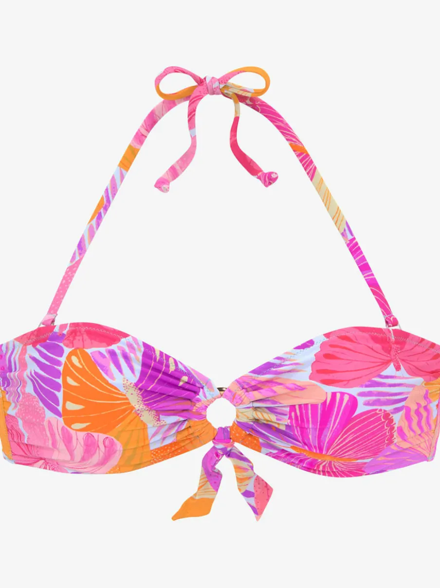 Haut de maillot de bain bandeau à motifs floraux vivants