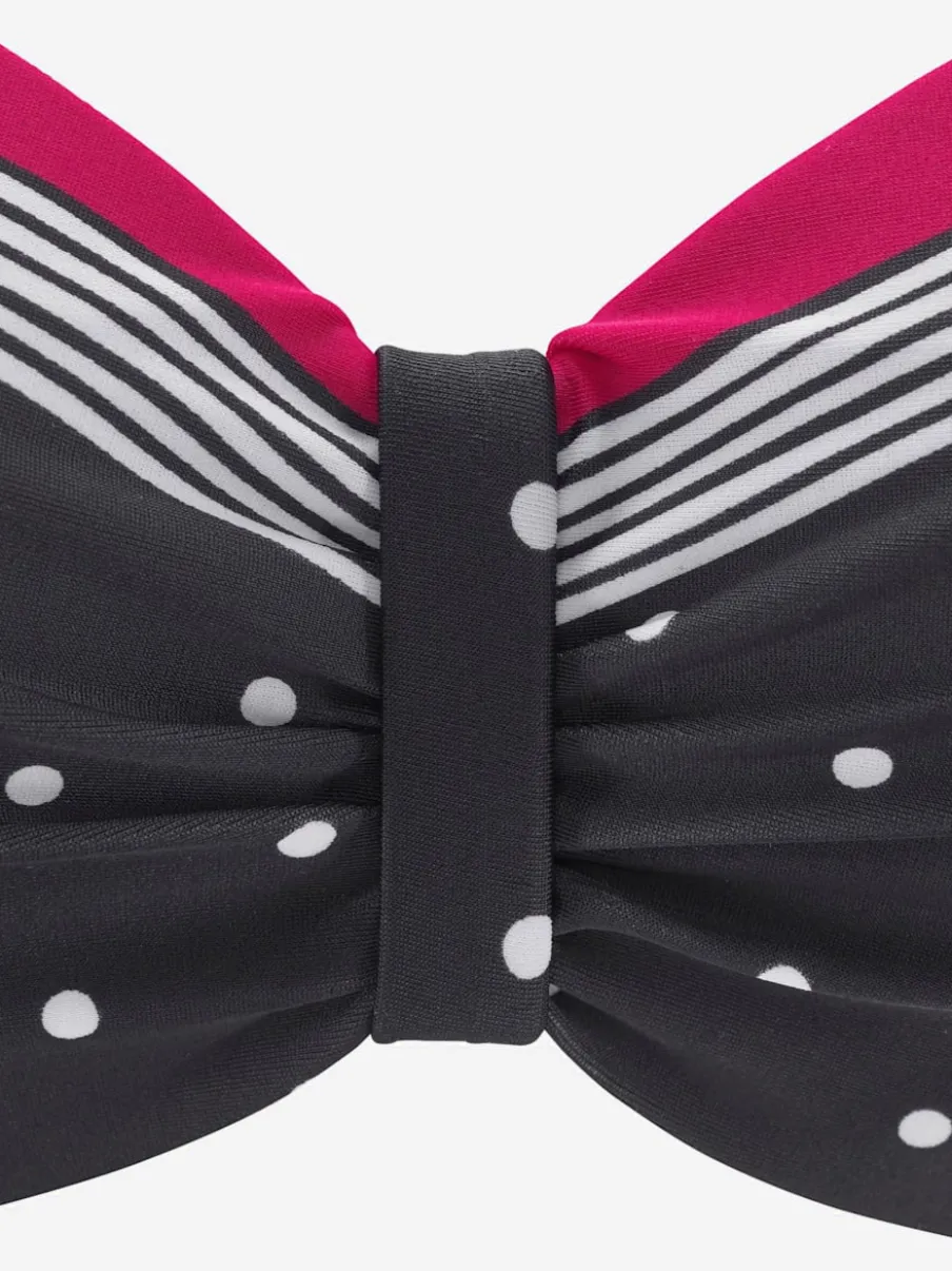Haut de maillot de bain bandeau à pois et rayures avec bonnets rembourrés
