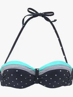 Haut de maillot de bain bandeau à pois et rayures avec bonnets rembourrés