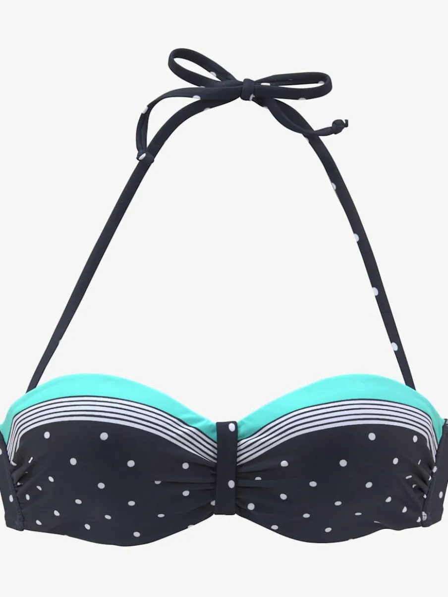 Haut de maillot de bain bandeau à pois et rayures avec bonnets rembourrés