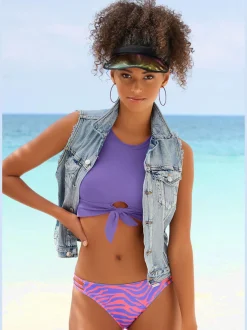 Haut de maillot de bain court avec col rond et recyclé