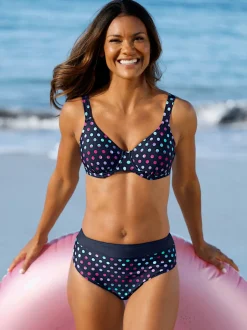 Haut de maillot de bain à motifs avec bretelles réglables et armatures