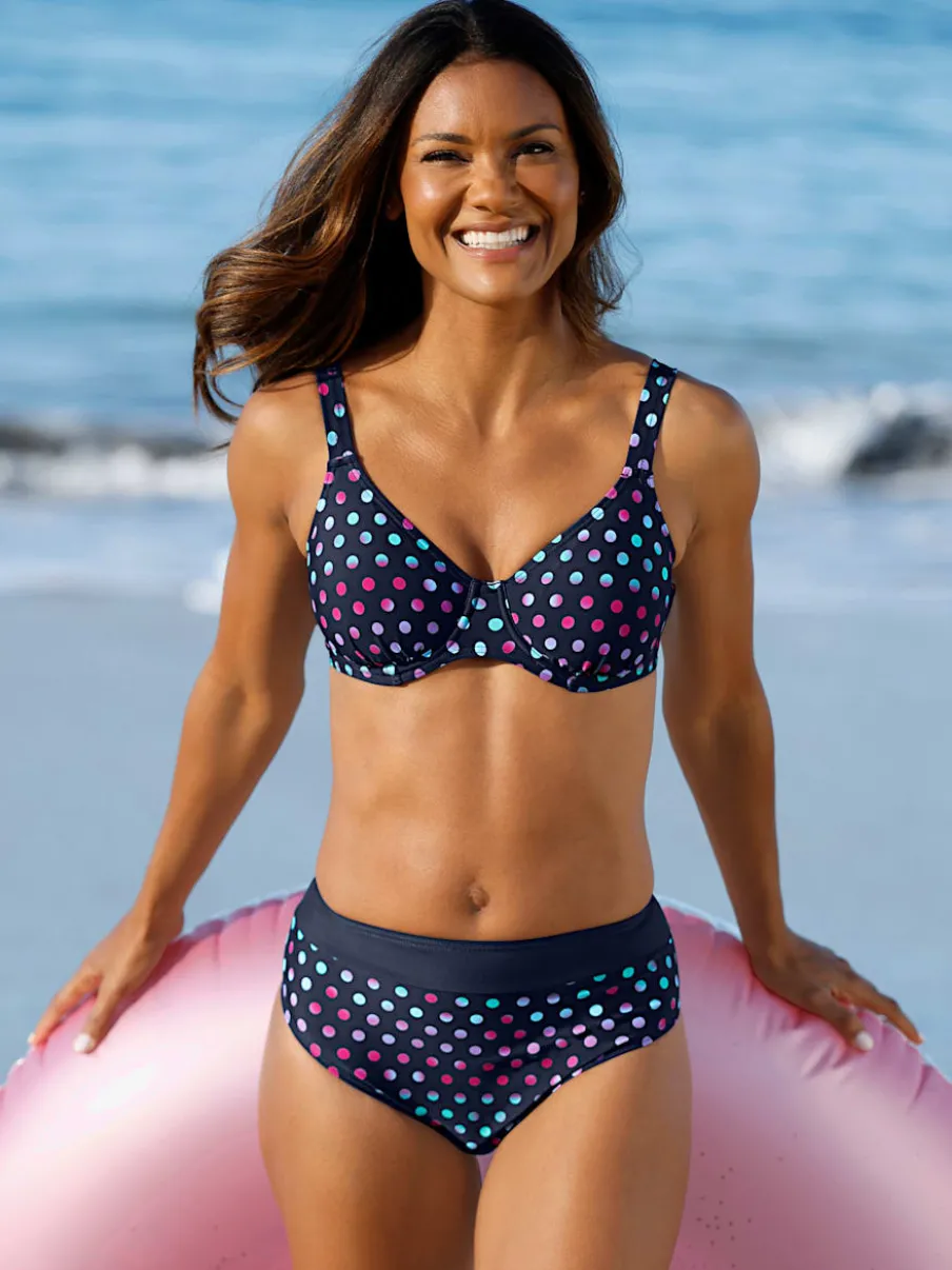Haut de maillot de bain à motifs avec bretelles réglables et armatures