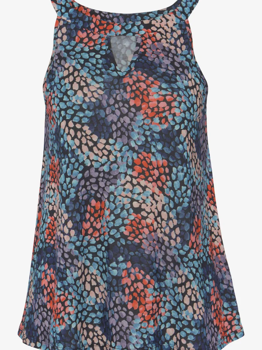 Haut de plage avec encolure américaine à motif fleuri