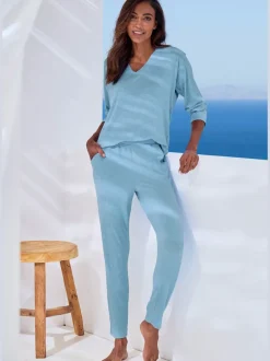 Haut de pyjama en matière côtelée
