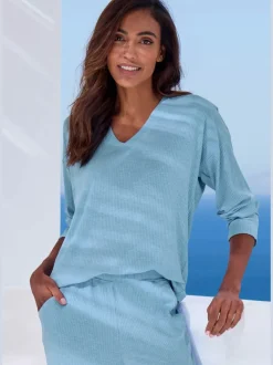 Haut de pyjama en matière côtelée