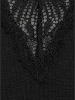 Haut de pyjama élégant t-shirt à manches courtes orné de détails en dentelle