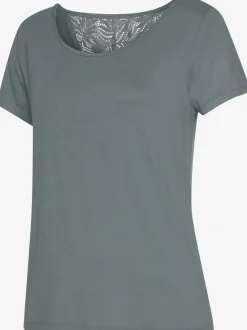 Haut de pyjama élégant t-shirt à manches courtes orné de détails en dentelle