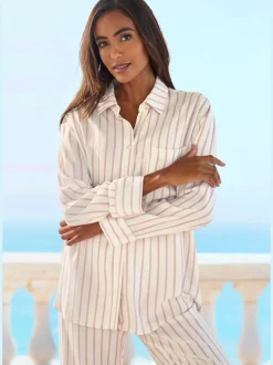 Haut de pyjama à manches longues et col t-shirt