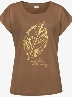 Haut de pyjama t-shirt avec imprimé feuille