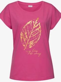Haut de pyjama t-shirt avec imprimé feuille