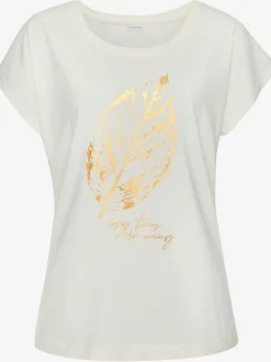 Haut de pyjama t-shirt avec imprimé feuille