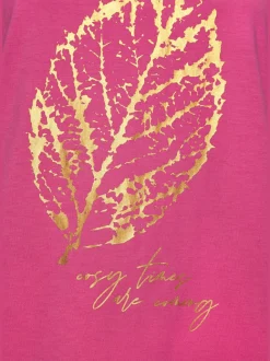 Haut de pyjama t-shirt avec imprimé feuille