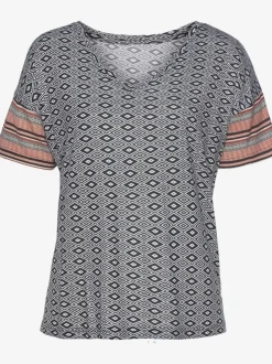 Haut de pyjama t-shirt avec motif ethnique