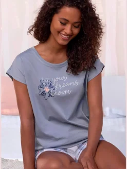 Haut de pyjama t-shirt de nuit avec joli imprimé devant