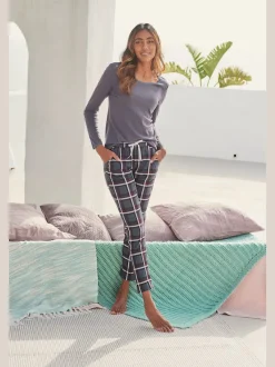 Haut de pyjama t-shirt de nuit fantaisie en tricot ajouré