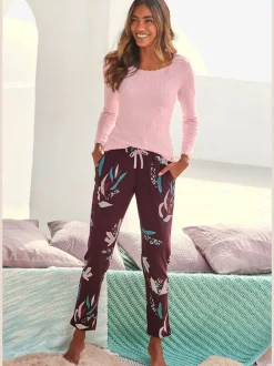Haut de pyjama t-shirt de nuit fantaisie en tricot ajouré