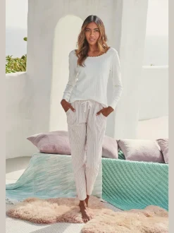 Haut de pyjama t-shirt de nuit fantaisie en tricot ajouré
