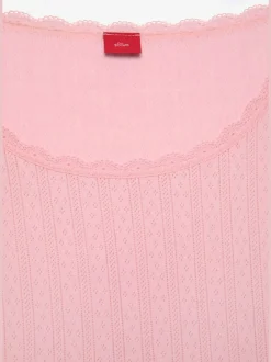 Haut de pyjama t-shirt de nuit fantaisie à manches courtes en tricot ajouré