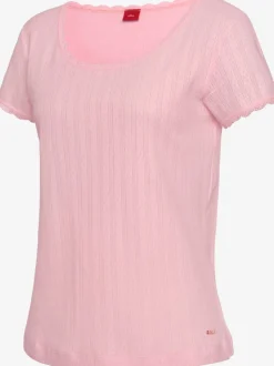 Haut de pyjama t-shirt de nuit fantaisie à manches courtes en tricot ajouré
