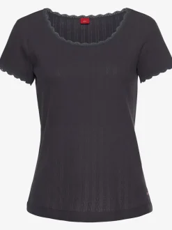 Haut de pyjama t-shirt de nuit fantaisie à manches courtes en tricot ajouré