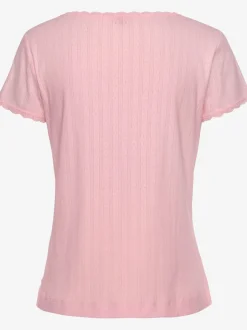 Haut de pyjama t-shirt de nuit fantaisie à manches courtes en tricot ajouré