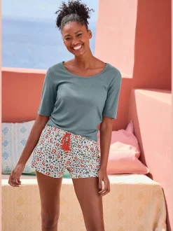 Haut de pyjama t-shirt à encolure ronde