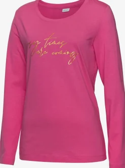 Haut de pyjama t-shirt à manches longues avec imprimé feuille