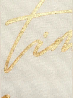 Haut de pyjama t-shirt à manches longues avec imprimé feuille